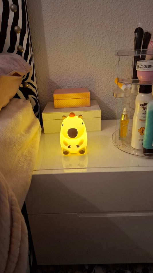 Cute Capybara Night Light Children's Silicone Nightlight Gift USB Rechargeable Animal Touch Bedside Sleep Lamp Decoration