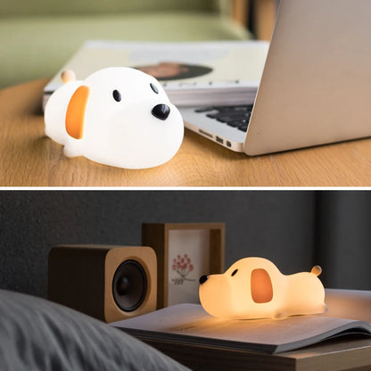 Puppy Lamp Silicone Dog LED Night Lights Touch Sensor Colors USB Rechargeable Bedside Mood Light for Children Baby Toy Gift